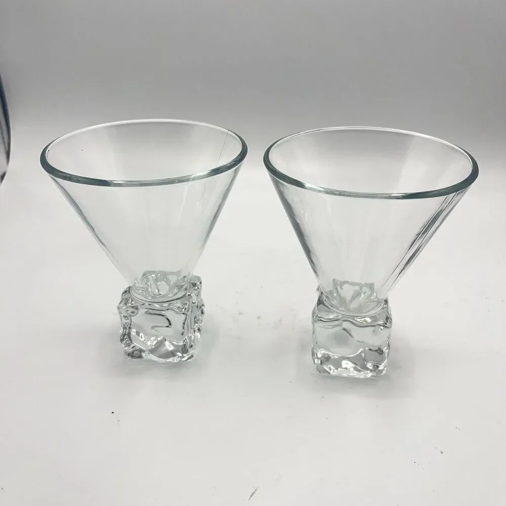 Vintage Set Disaronno Melting  Ice Cube Stemless Martini Glasses